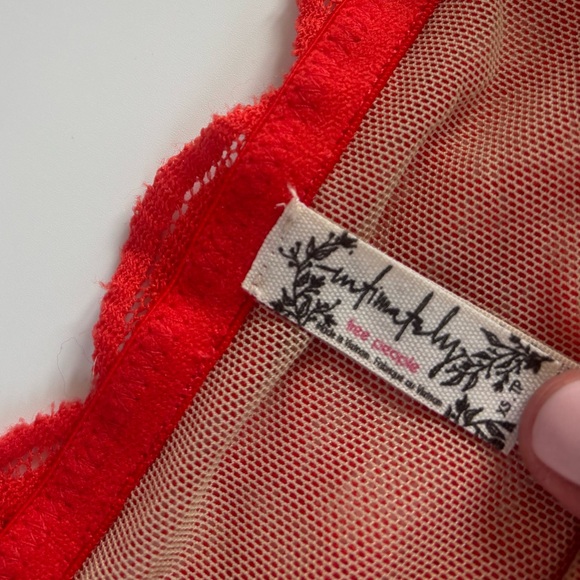 Free People orange Intimately Sheer Lace  Body Suit Size XS - Picture 7 of 7